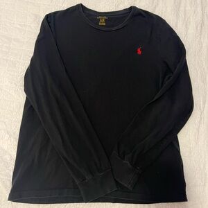 Polo RL- men’s, size large, black long sleeve, red horse